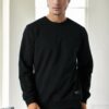 64602 Dewberry Basic Crew Neck Mens Sweatshirt-BLACK
