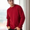 64602 Dewberry Basic Crew Neck Mens Sweatshirt-BURGUNDY