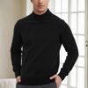 64721 Dewberry Half Turtleneck Woolen Mens Knit Sweater-BLACK