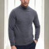 64721 Dewberry Half Turtleneck Woolen Mens Knit Sweater-GREY