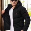 67514 Dewberry Hooded Winter Mens Puffer Coat-BLACK