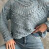 69491 Dewberry Patterned Openwork Knitwear Womens Sweater-BEBE BLUE