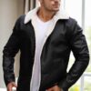 70670 Dewberry Furry Black PU Jacket-BLACK