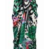71058 Dewberry Patterned Shiny Fabric Women Pareo-BLACK-GREEN