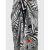 71058 Dewberry Patterned Shiny Fabric Women Pareo-BLACK-WHITE-2