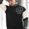71185 Dewberry Embroidered Oversize Mens Sweatshirt-BLACK