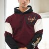 71185 Dewberry Embroidered Oversize Mens Sweatshirt-BURGUNDY