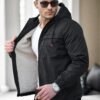 71189 Dewberry Inside Faux Fur Mens Coat-BLACK