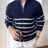 71766 Dewberry Zippered Knit Mens Sweater-NAVY