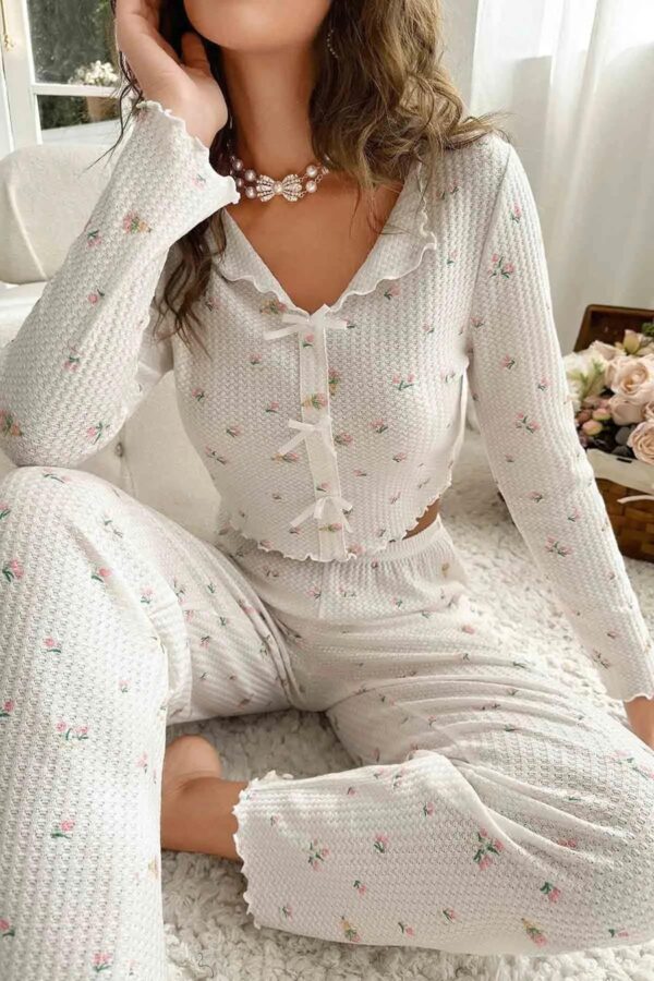 76638 Dewberry Special Fabric Printed Long Sleeve Pyjamas-MULTICOLOR