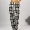 80156 Dewberry Women Pyjama Bottom-WHITE-BLACK