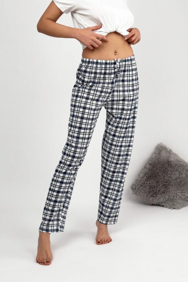80156 Dewberry Women Pyjama Bottom-WHITE-NAVY BLUE