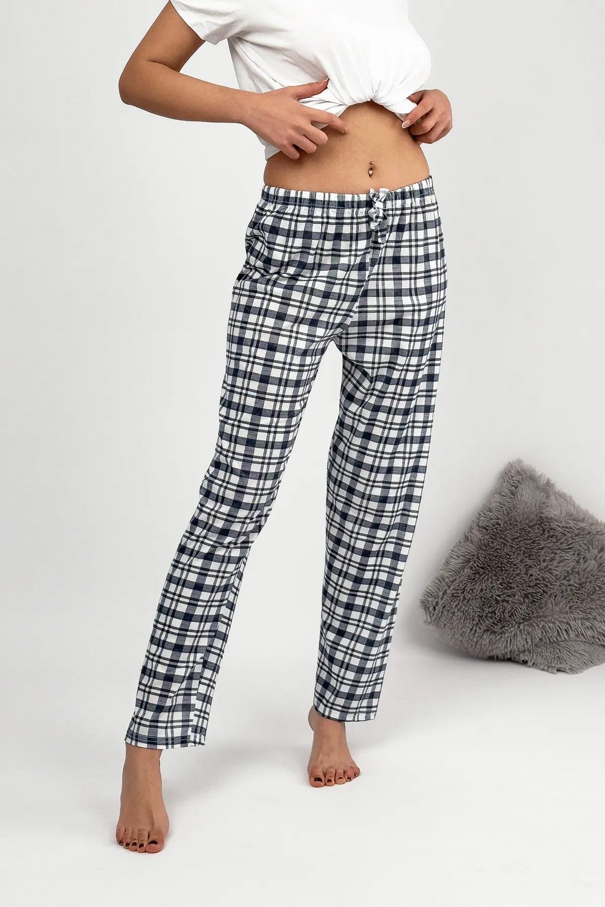 80156 Dewberry Women Pyjama Bottom-WHITE-NAVY BLUE