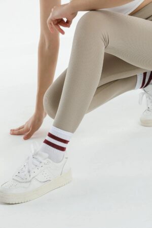80927 Dewberry High Waist Ribbed Interlock Womens Tights-BEIGE