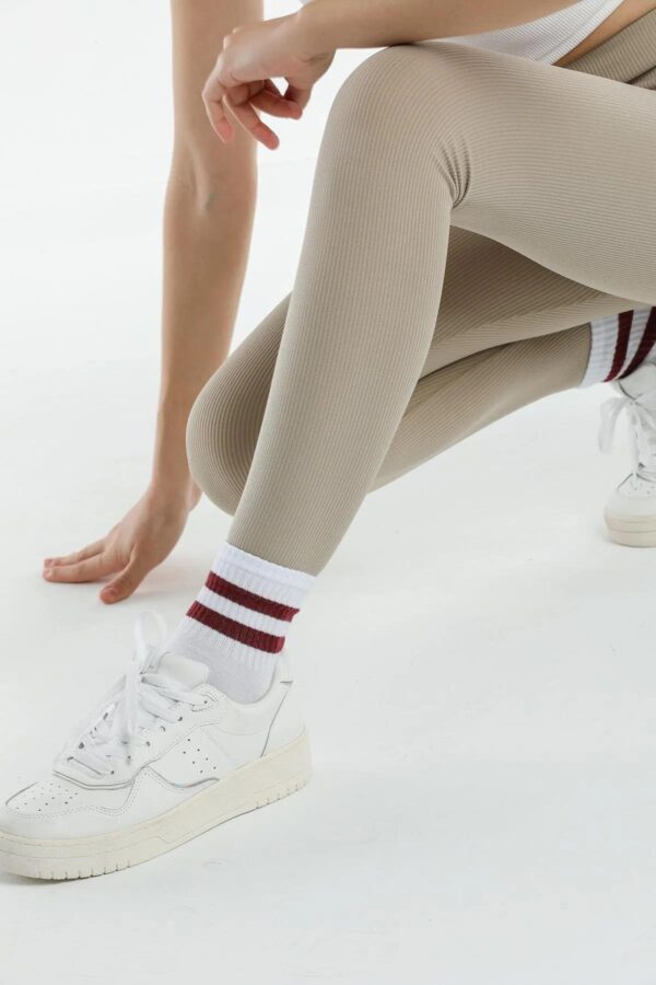 80927 Dewberry High Waist Ribbed Interlock Womens Tights-BEIGE