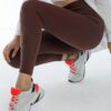 80927 Dewberry High Waist Ribbed Interlock Womens Tights-COFFEE