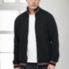 80972 Dewberry Regular Fit Stand Collar Zippered Sweatshirt-BLACK