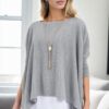 81734 Dewberry Knitwear Womens Poncho-GREY