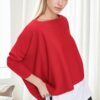 81734 Dewberry Knitwear Womens Poncho-RED