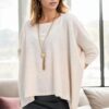 81734 Dewberry Knitwear Womens Poncho-STONE