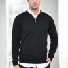 82155 Dewberry Polo Neck Half Zipper Slim Fit Mens Sweater-BLACK