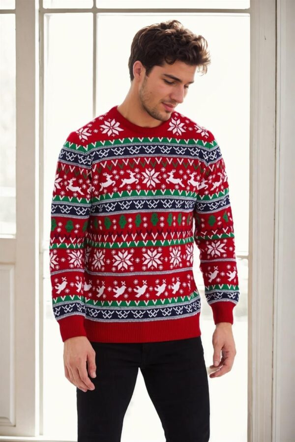 82363 Dewberry Christmas Mens Sweater-RED-1