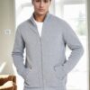 83582 Dewberry Zippered Knitwear Mens Cardigan with Pocket-DARK GREY