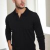 86813 Dewberry Polo Neck Long Sleeve Knitwear-BLACK