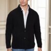 87095 Dewberry Mens Knitwear Cardigan-BLACK