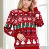 88147 Dewberry Christmas Womens Sweater-RED-1