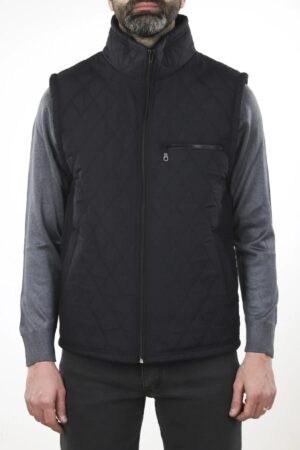 88816 Dewberry Quilted Pockets and Fleece Inside Mens Vest-NAVY BLUE