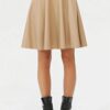 88854 Dewberry Flared Faux Leather Skirt-CREAM