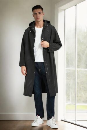 89028 Dewberry Waterproof Windproof Mens Raincoat-BLACK