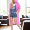 89762 Dewberry Waterproof Windproof Womens Raincoat-PINK