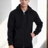 94090 Dewberry Kangaroo Pocket Hooded Zipper Mens Sweatshirt-BLACK