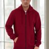 94090 Dewberry Kangaroo Pocket Hooded Zipper Mens Sweatshirt-BURGUNDY