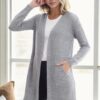 99224 Dewberry Kangaroo Pocket Knitwear Cardigan-LIGHT GREY