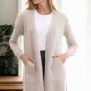 99224 Dewberry Kangaroo Pocket Knitwear Cardigan-STONE
