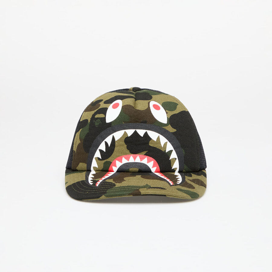 A BATHING APE 1st Camo Shark Mesh Cap Green Universal-alacsony-ár
