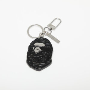 A BATHING APE Ape Head Leather Key Chain Black Universal-alacsony-ár
