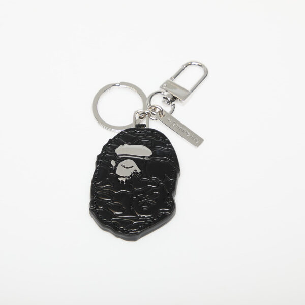 A BATHING APE Ape Head Leather Key Chain Black Universal-alacsony-ár