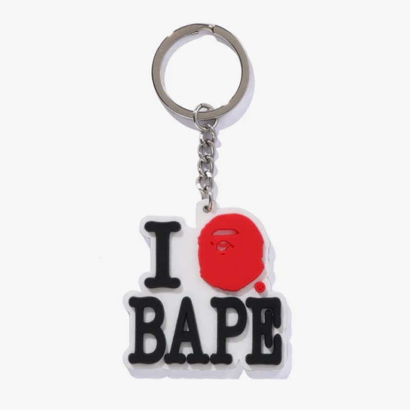 A BATHING APE I Love Bape Keychain White Universal-alacsony-ár