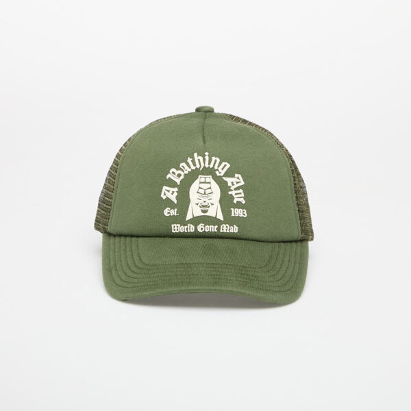 A BATHING APE Logo Cotton Panel Mesh Cap Olive Universal-alacsony-ár