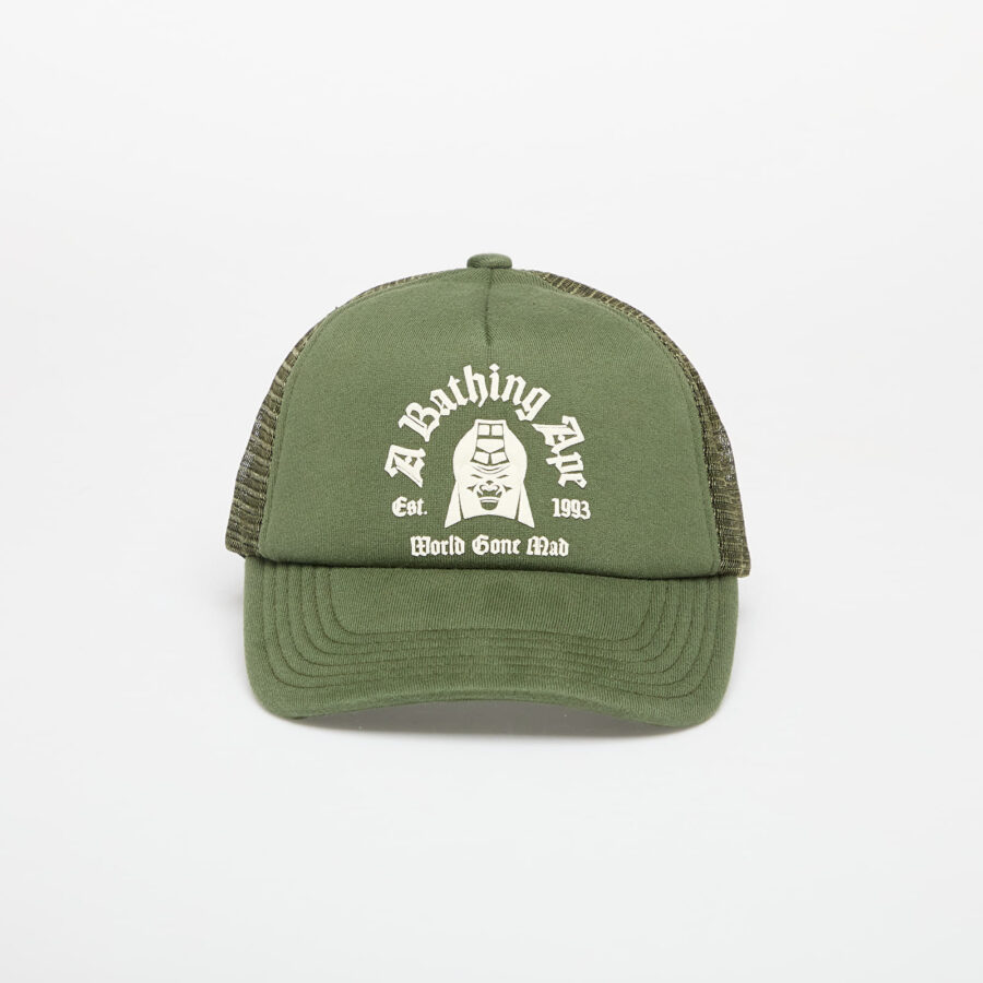 A BATHING APE Logo Cotton Panel Mesh Cap Olive Universal-alacsony-ár