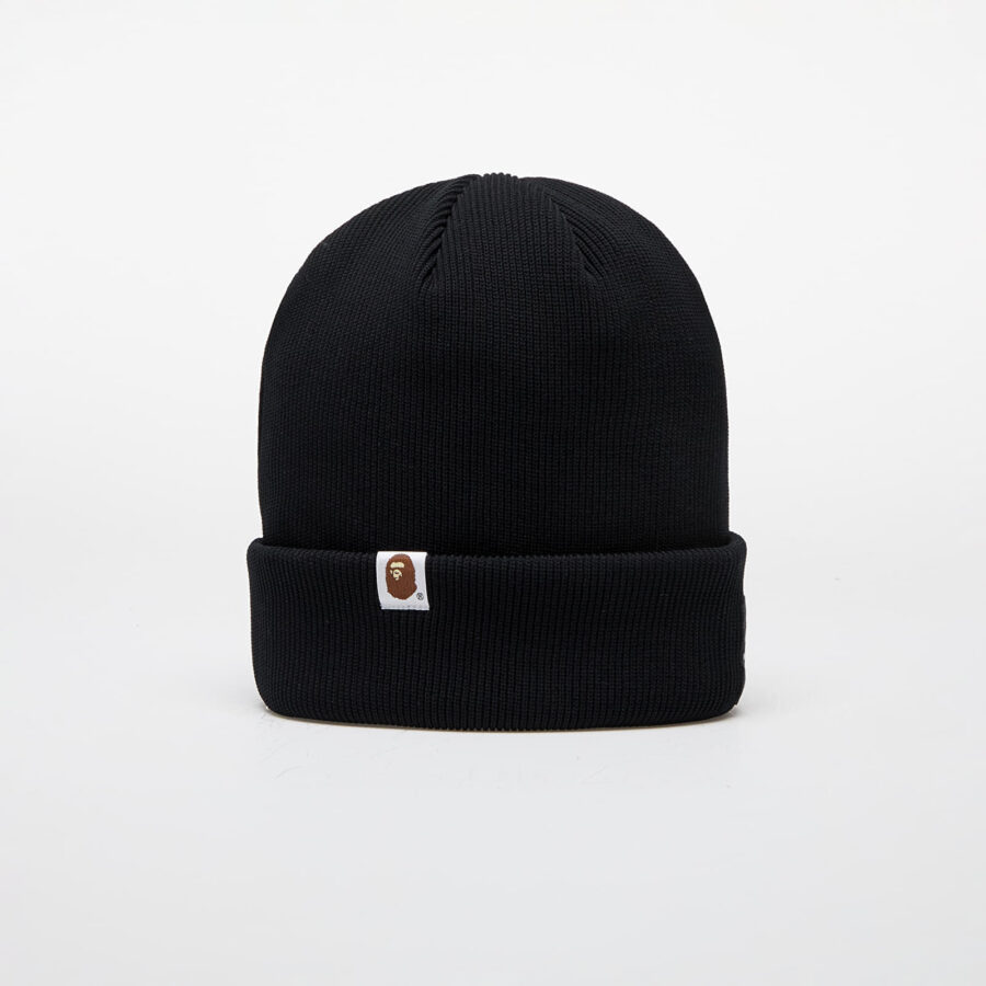 A BATHING APE Logo Knit Cap M Black Universal-alacsony-ár
