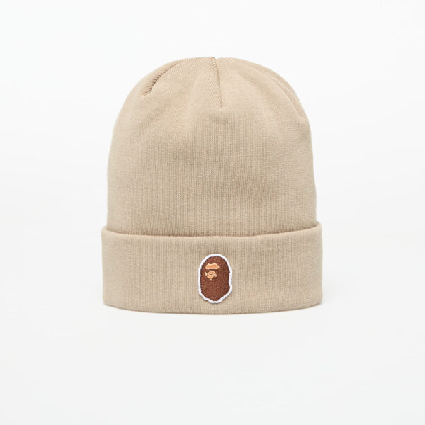 A BATHING APE One Point Ape Head Knit Cap Beige Universal-alacsony-ár