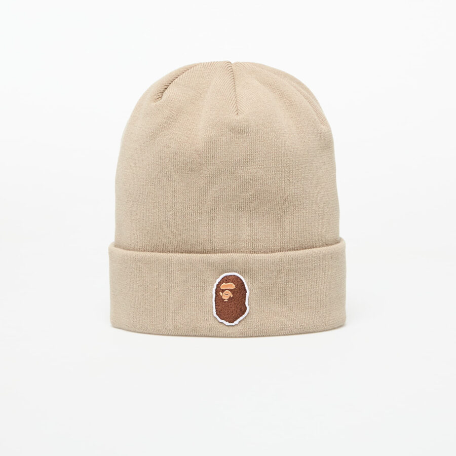 A BATHING APE One Point Ape Head Knit Cap Beige Universal-alacsony-ár