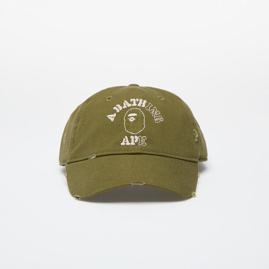 A BATHING APE Worn Out College Cap Olive Drab Universal-alacsony-ár