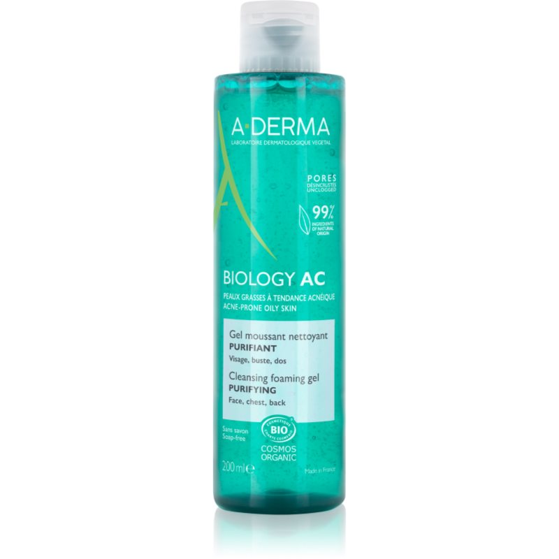 A-Derma Biology AC tisztító habzó gél kombinált és zsíros bőrre 200 ml-Ár