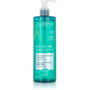 A-Derma Biology AC tisztító habzó gél kombinált és zsíros bőrre 400 ml-Ár